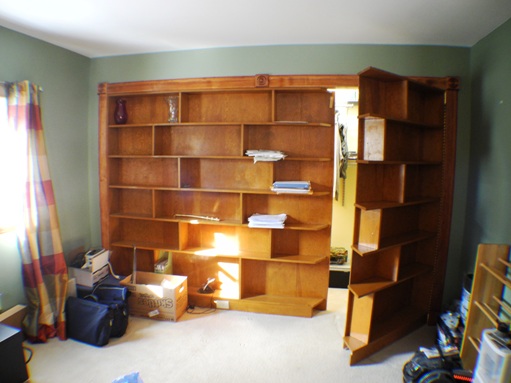 Family room with hidden storage room